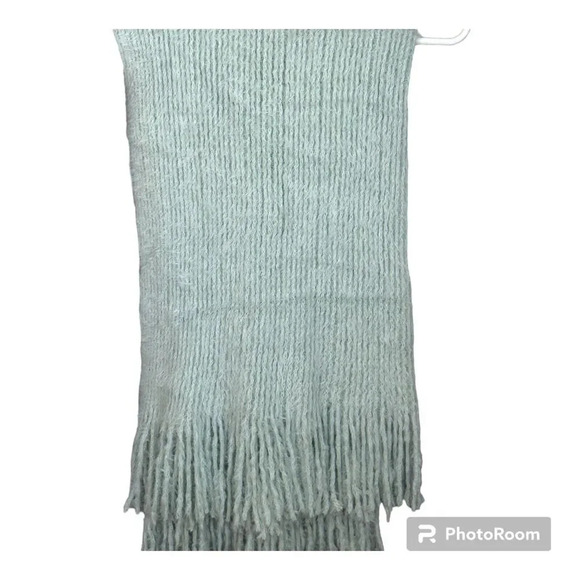 Free People Rectangle Soft Multi Way Blanket Scarf Wrap Fringed Edge Blue - Picture 4 of 4